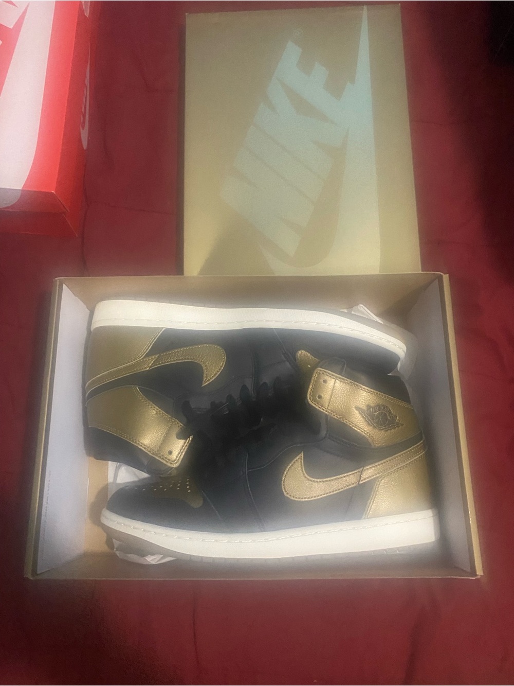 Nike Air Jordan 1 Mid Black & Metallic Gold Sneakers